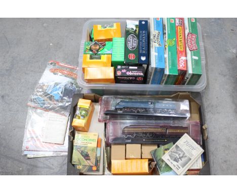 Amer, Whitman, Other - An mixed collection that includes railway jigsaw puzzles, static locomotive model, railway books, and 