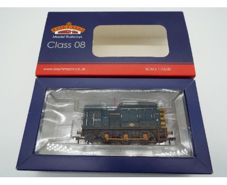 Bachmann Branch-Line - an OO gauge 8DCC model class 08 diesel shunter op no 08173, BR blue livery, late crest, weathered, # 3