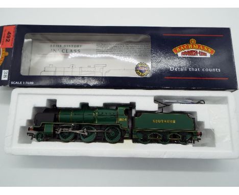 Bachmann Branch-Line - an OO gauge Blue Riband model steam locomotive and tender 2-6-0 op no 1854, Malachite Southern green l