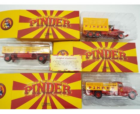 Pinder by Direkt Collections - three scale model Circus vehicles, all appear mint in mint yellow and red boxes  (this does no