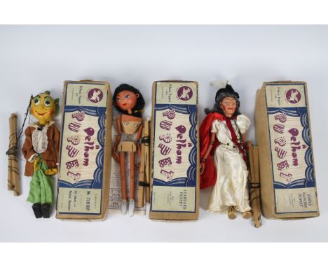Pelham Puppets - Three boxed vintage Pelham Puppets. Lot includes 'Fairy Godmother - Type SL' in an unassociated 'Dancing Gir