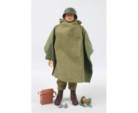 Palitoy, Action Man - A Palitoy dark brown painted hard head Action Man in Command Post outfit. The hard hand figure, with fl