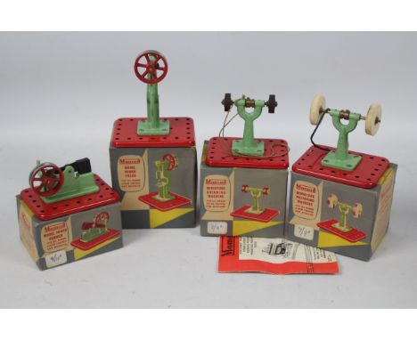 Mamod - 4 x boxed Mamod stationary engine tools, Polishing Machine, Power Hammer, Power Press and Grinding Machine. They all 