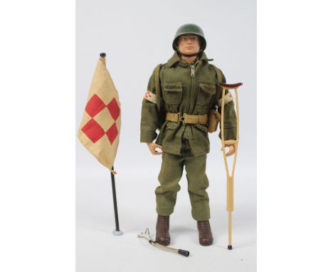 Palitoy, Action Man - A Palitoy brown painted hard head Action Man in Medic outfit. The hard hand figure is marked  'Made in 