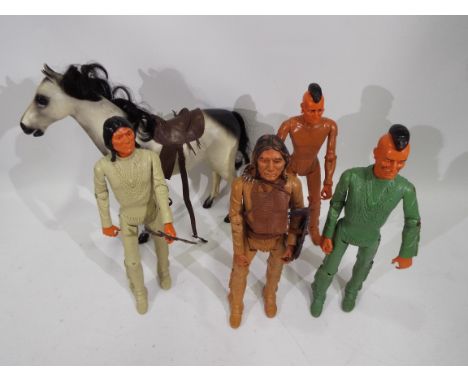 Marx, Johnny West - Four unboxed Marx 'Best of the West' 12" action figures with an unboxed horse. Lot consists of Fighting E