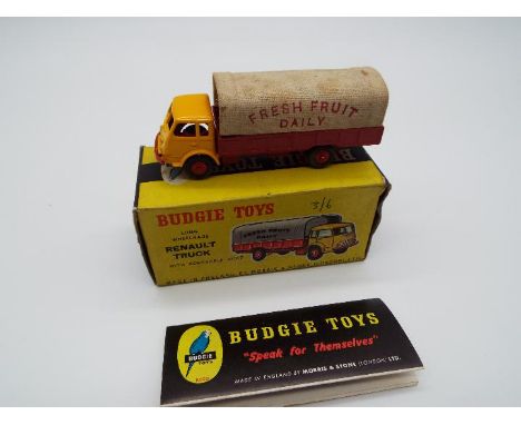 Budgie Toys - a die-cast Long Wheelbase Renault Truck with Removable Hood 'Fresh Fruit Daily' # 216, excellent (paintwork min