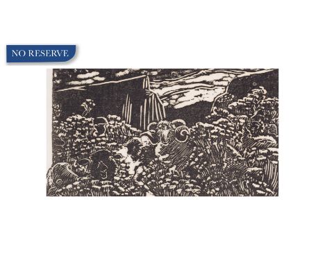 DOROTHY NEWKIRK STEWART (AMERICAN 1891-1995)Sheep in Chamisa, New Mexico, 1929woodcut 11.43 x 20 cm (4 1/2 x 8 in.) [image si