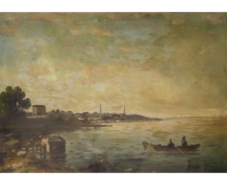 MERKERTICH GIVANIAN (TURKISH-ARMENIAN 1848-1906)Morning Light on the Shoreoil on panel 35 x 61.5 cm (13 3/4 x 23 4/5 in.)sign
