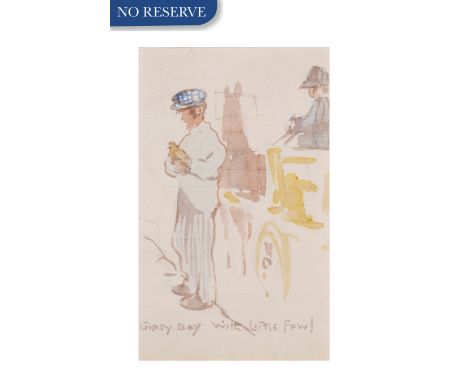 JACK BUTLER YEATS (IRISH 1871-1957)Gypsy Boy with Little Fowlwatercolor on paper 9.53 x 7 cm (3 3/4 x 2 3/4 in.) titled lower