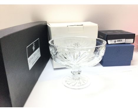 Crystal cut glass including a Royal Doulton bowl, crystal Stemware, Waterford crystal nativity scene, candle holder etc. post