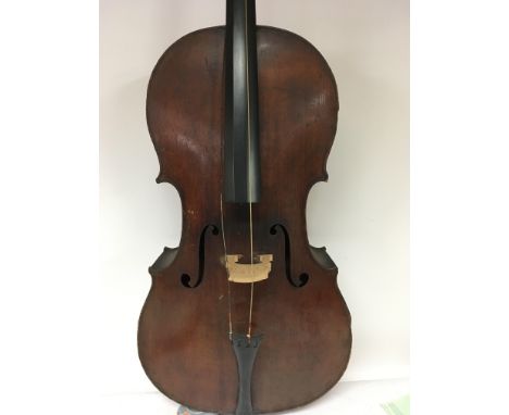 A violoncello ,back from button 76 cm . With applied paper label Andreas Guarnerius . ( violin cello) .