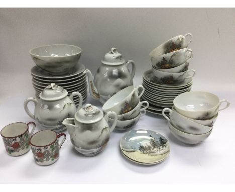An Oriental tea service plus other cups and saucers. Shipping category D.- NO RESERVE