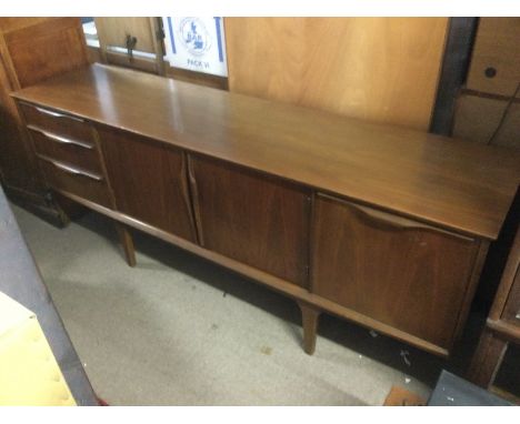 A G Plan style sideboard fitted with three drawers, double door cabinet and drinks cabinet section, approx 83cm x 45cm x 73cm