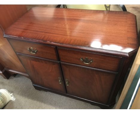 A Burley Butler Hostess Trolley in Cabinet form set with Royal Worcester dishes, dimensions 44x82x74 approximately a small ta