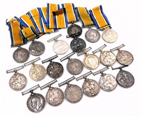 A collection of 1914-18 British War Medals, inscribed with recipient's names, various regiments, including Royal Fusiliers, N