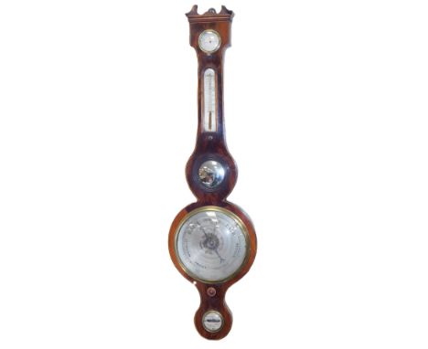 A Georgian mahogany wheel barometer, by Campohovo, of Summer's Town, Oxon, with silvered dial, dry damp dial, and thermometer