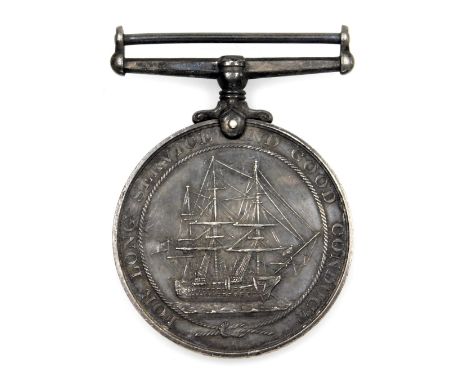 A George V Navy Long Service and Good Conduct Medal, inscribed to PO 213642 A Walker MNE RM, lacking ribbon. 