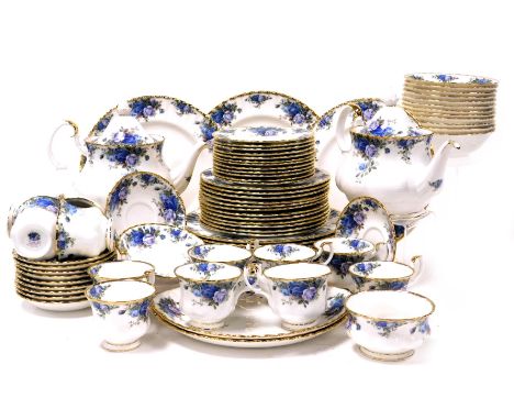 A Royal Albert porcelain Moonlight Rose dinner and tea service, comprising twelve dinner, dessert and side plates, pair of te