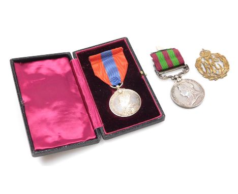 An Victoria India General Service Medal, with Punjab Frontier 1897-98 clasp, inscribed to 4490 Pte J Barnett 4th Dragoon Gds,