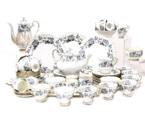 A Royal Albert porcelain Silver Maple pattern part dinner tea and coffee service, including tea pot, coffee pot, sandwich pla
