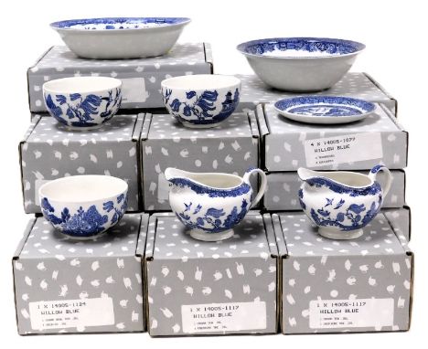 A Johnson Brothers Willow Blue pattern part dinner and tea service, all boxed. (a quantity) 