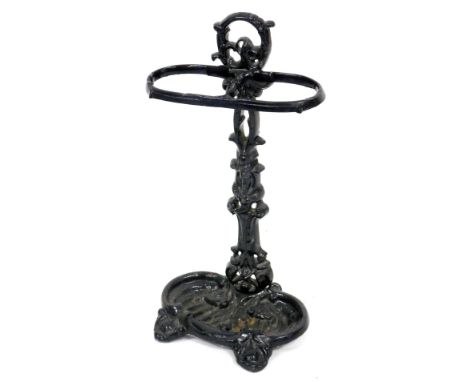 A Victorian black painted cast iron stick stand, 56cm high.