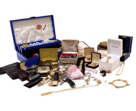Silver and costume jewellery, including bangles, earrings, gentleman's wristwatch, simulated pearls and rings, together with 