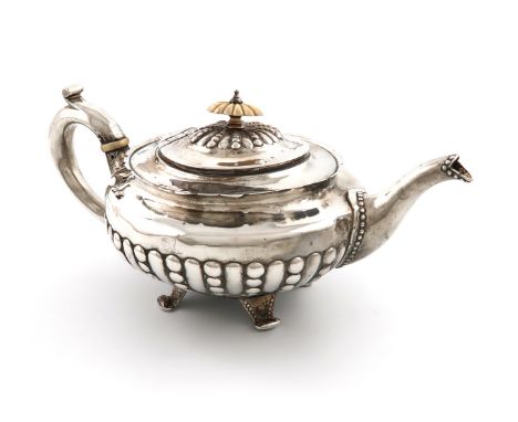 Please note: the handle is Victorian and does have addition marks.λA George III silver teapot, by Joseph Angell, London 1819,