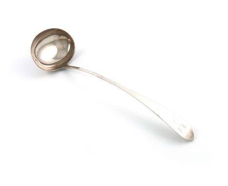 A George III Scottish silver Celtic Point pattern soup ladle, by Francis Howden, Edinburgh 1798, oval bowl, the terminal with