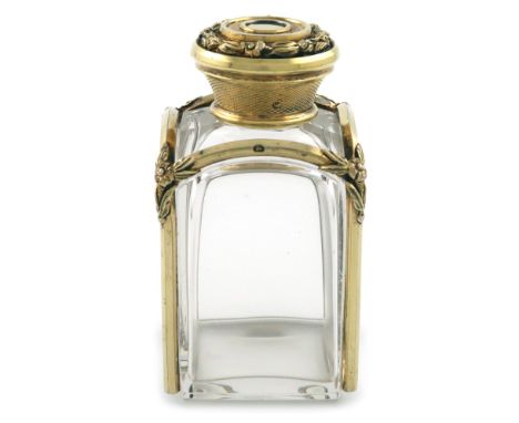 A William IV silver-gilt mounted scent bottle, by Rawlings and Summers, London 1835, upright rectangular form, plain glass bo