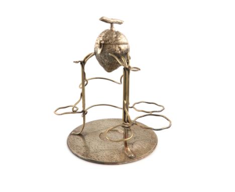 A Victorian electroplated lemon squeezer, by Hukin and Heath, also marked with a registration number, modelled as a lemon, wi