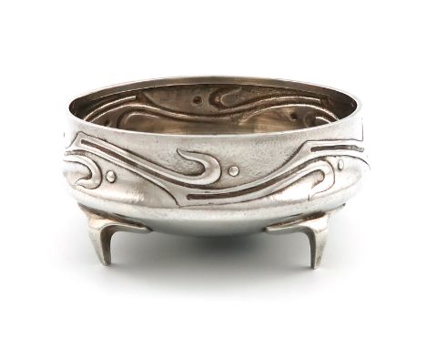 By Liberty and Co., an Edwardian Art Nouveau silver bowl, Birmingham 1901, also stamped 'CYMRIC', circular form, with stylise