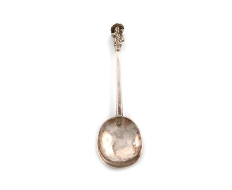 A Charles II West Country silver Apostle spoon, St. Thomas, marked with an anchor with two pellets in a circle, Salisbury cir