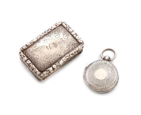 A William IV silver vinaigrette, by Nathaniel Mills, Birmingham 1834, rectangular form, engraved foliate decoration, foliate 