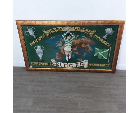 CELTIC F.C., VICTORY RUG 1966-67 EUROPEAN CHAMPIONS, mounted, framed and under glass80cm x 140cm overall