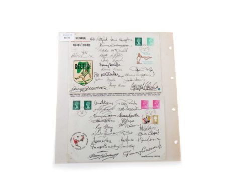 CELTIC F.C. VS. MANCHESTER UNITED F.C., JIMMY JOHNSTONE &amp; BOBBY LENNOX TESTIMONIAL SIGNED COVERS 17TH MAY 1967 three cove