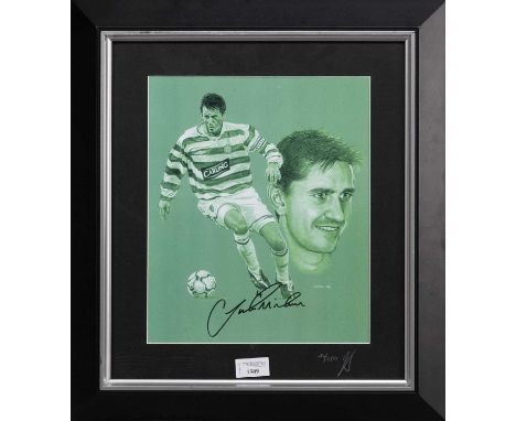 JACKIE MCNAMARA OF CELTIC F.C., SIGNED LIMITED EDITION PRINT no. 59/250, mounted, framed and under glass48.5cm x 43.5cm overa