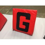 G yard"" Sideline Marker / Game-Used / This item includes Georgia Dome Authentication Tag