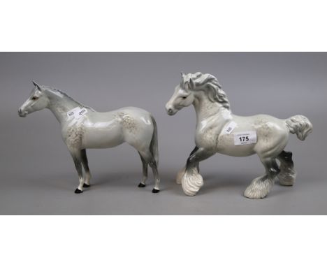 2 dapple grey Beswick horses 