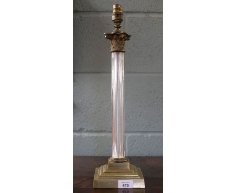 Vaughan Design Fine reeded glass column table lamp with Corinthian-style cast brass capital and solid tiered base&nbsp;- Appr