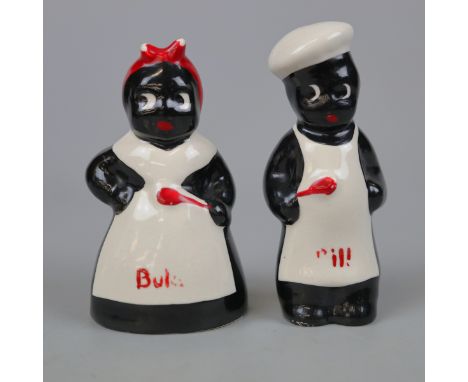 1920s salt and pepper of black 'Mama and Papa'  These items are listed on the basis they are illustrative of a bygone culture