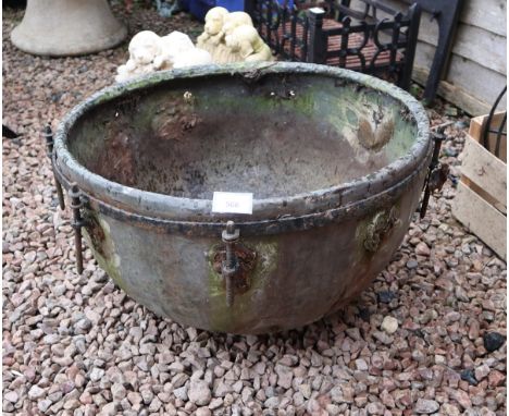 Large antique metal basin 