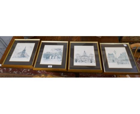 Set of 4 architectural prints - all of London landmarks 