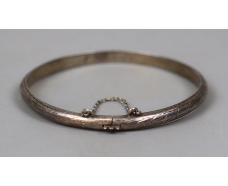 Silver engraved bangle 