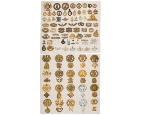 on two cards, the first mounted with some 40 assorted brass cap-badges; the second with approximately 70 South African and Rh