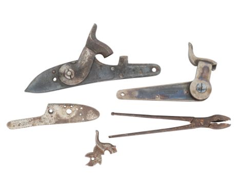 CIRCA 1850-80
The first back-action, signed, and retaining much early case-hardened finish; the second from an East Indian Co