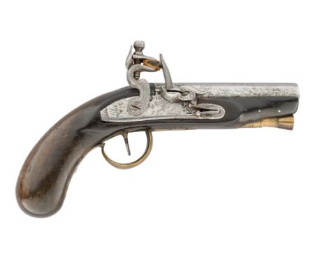 with tapering barrel, engraved lock with roller on the steel spring, full stock (repaired) and brass mounts (worn, polished b