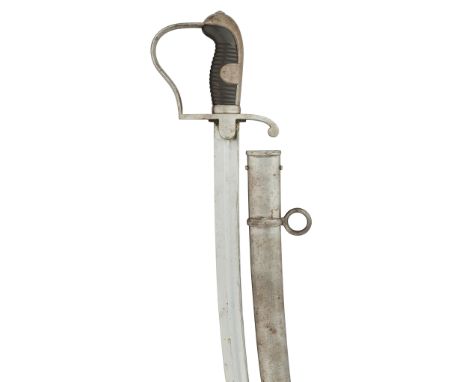 of regulation type, with curved fullered blade stamped with crowned ‘W’ and ‘15’ on the back edge at the forte, stirrup hilt,