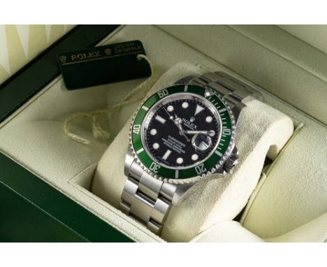 A GENTLEMAN'S STAINLESS STEEL ROLEX OYSTER PERPETUAL DATE "ANNIVERSARY" SUBMARINER BRACELET WATCHCIRCA 2007, REF. 16610LV "KE