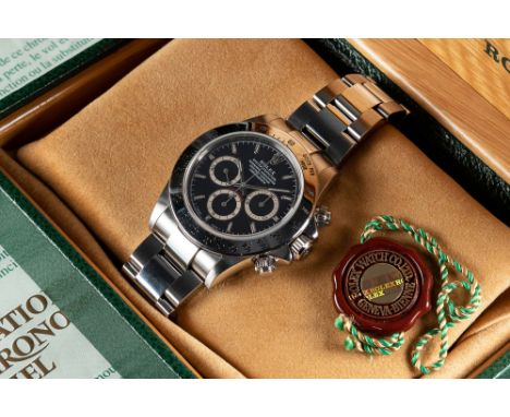 A RARE GENTLEMAN'S STAINLESS STEEL ROLEX OYSTER PERPETUAL COSMOGRAPH "ZENITH" DAYTONA BRACELET WATCHDATED 1999, REF. 16520 WI